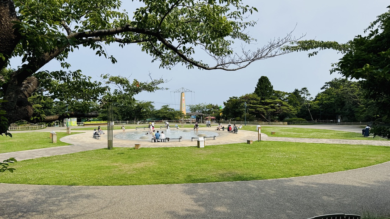 無料で見学できる函館公園動物施設が併設された函館公園の園内を突っ切る