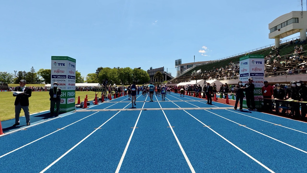 仙台国際ハーフマラソンのフィニッシュライン
