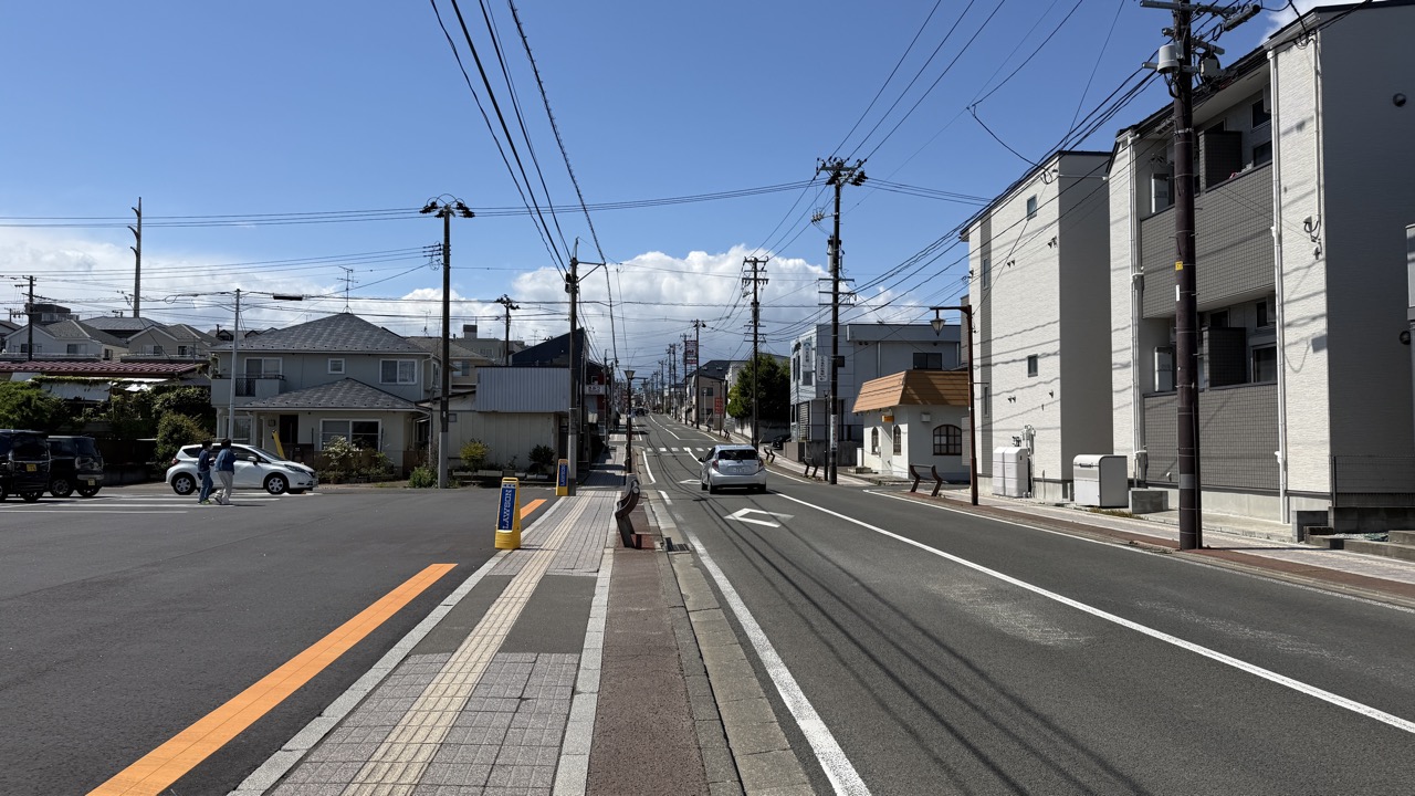 Googleマップでルートを確認しながら仙台大観音を目指す途中から長い緩やかな上り坂が続く