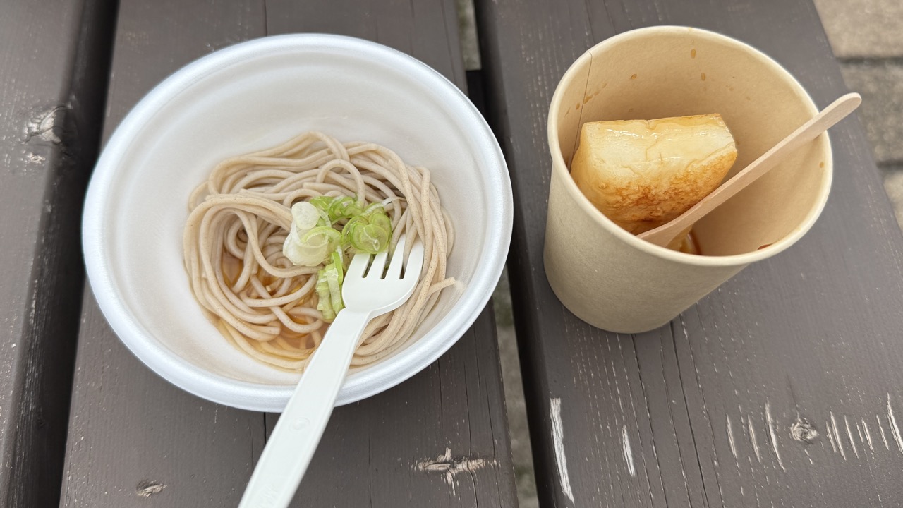 フィニッシュ後にいただいたわんこそばと焼き餅